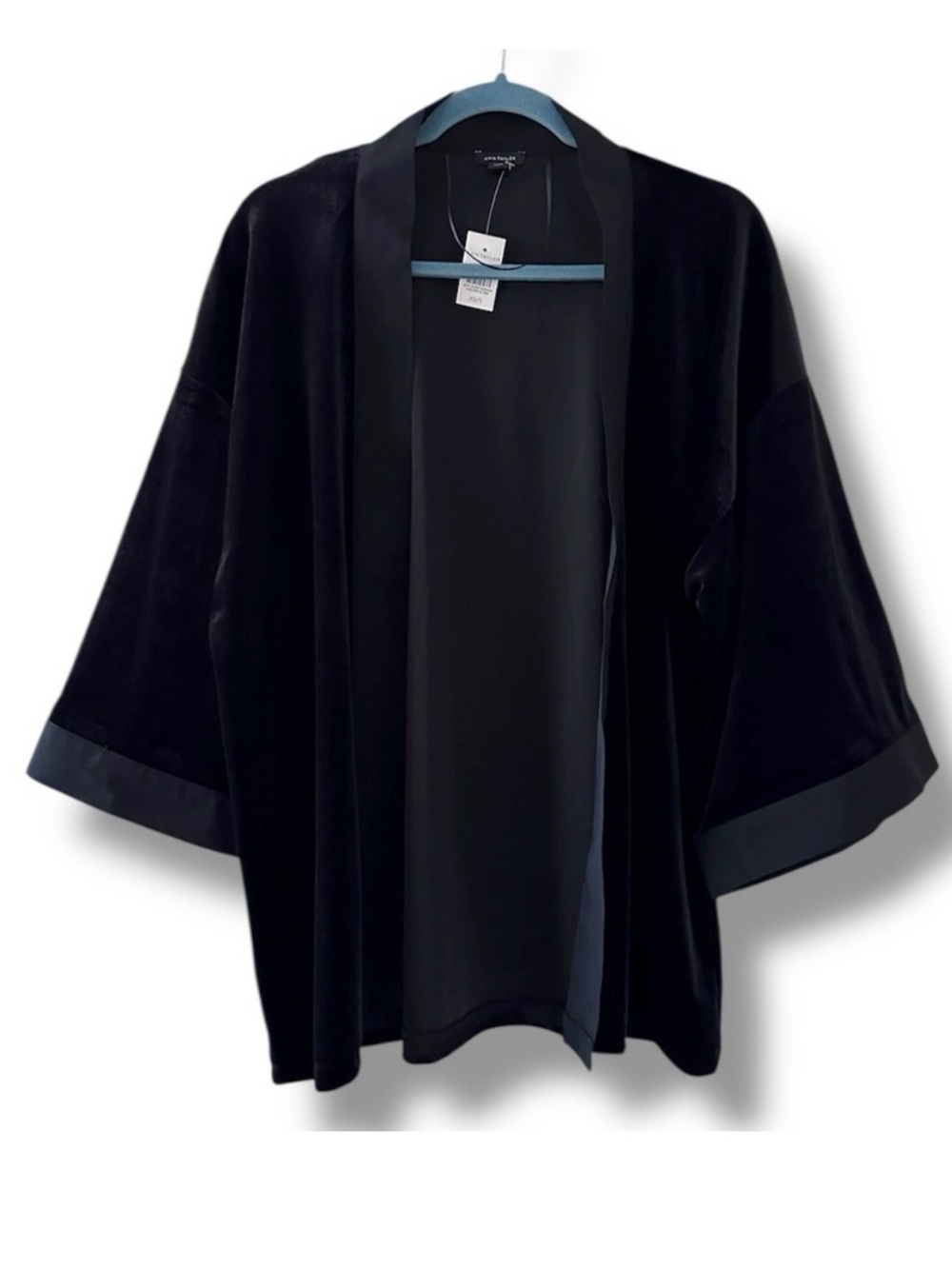 NWT Ann Taylor Black Velvet Open Front Kimono Cardi Women’s Size XS/S Whimsigoth